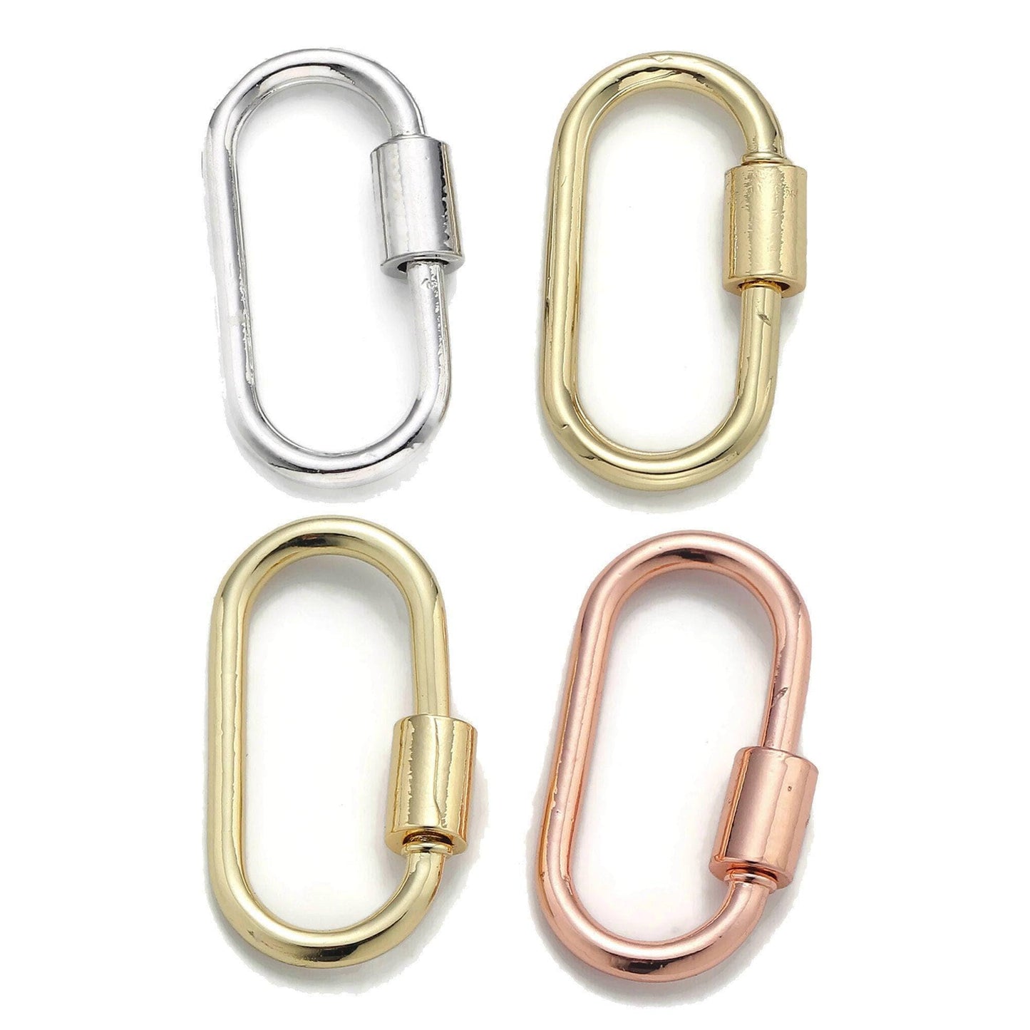1pc carabiner screw clasp, screw clasp oval , interlocking oval clasp, oval shaped clasps, gold, silver, and rose gold color supp-127