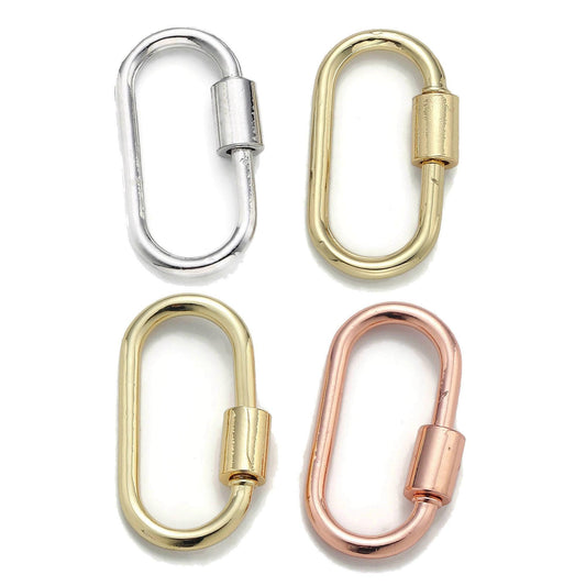 1pc carabiner screw clasp, screw clasp oval , interlocking oval clasp, oval shaped clasps, gold, silver, and rose gold color supp-127