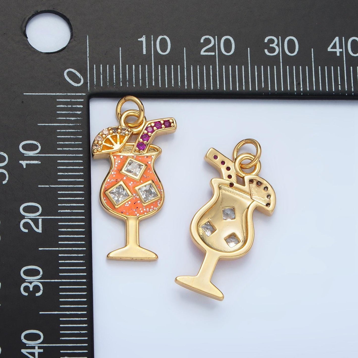 14k gold filled pina coloada pendant gold dainty cocktail glass charms enamel pendant bracelet necklace for diy jewelry making supply ac177