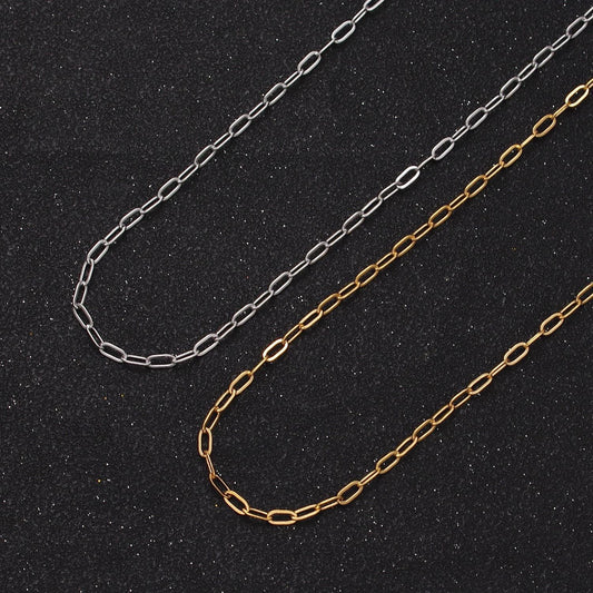 Wholesale 24k gold filled 5mm x 2.2mm paper clip cable unfinished gold, silver colored jewelry making component | roll-968, roll-969