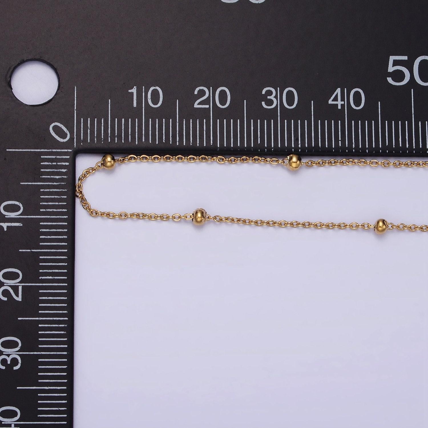 Fine gold stainless steel satellite chain 1mm by yard for jewelry making supply unfinished cable chain wholesale bulk chain roll-1470