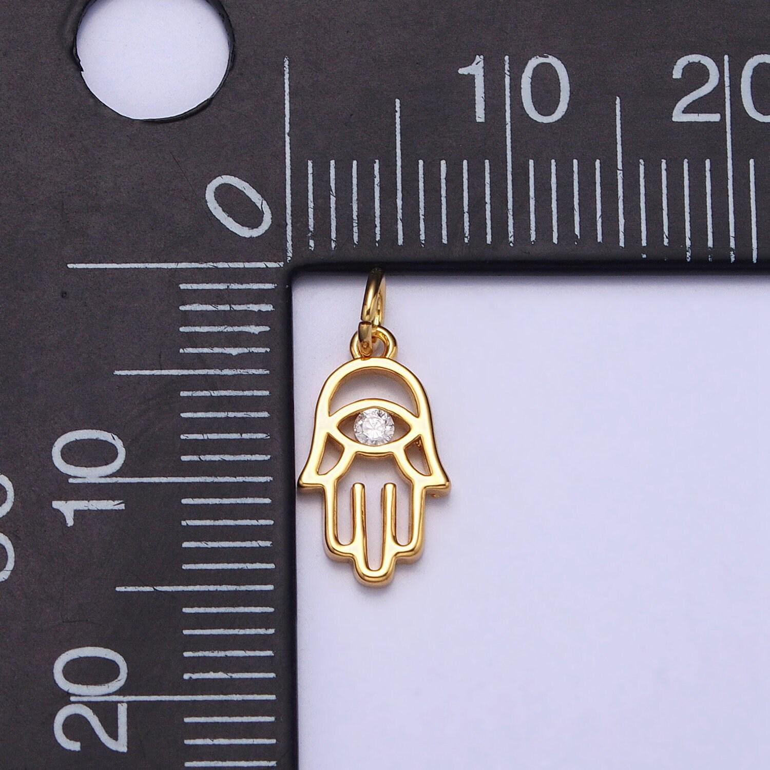 Mini hamsa hand charm gold plated over brass hand of fatimah pendant for amulet jewelry pendant necklace bracelet earring supply ac408