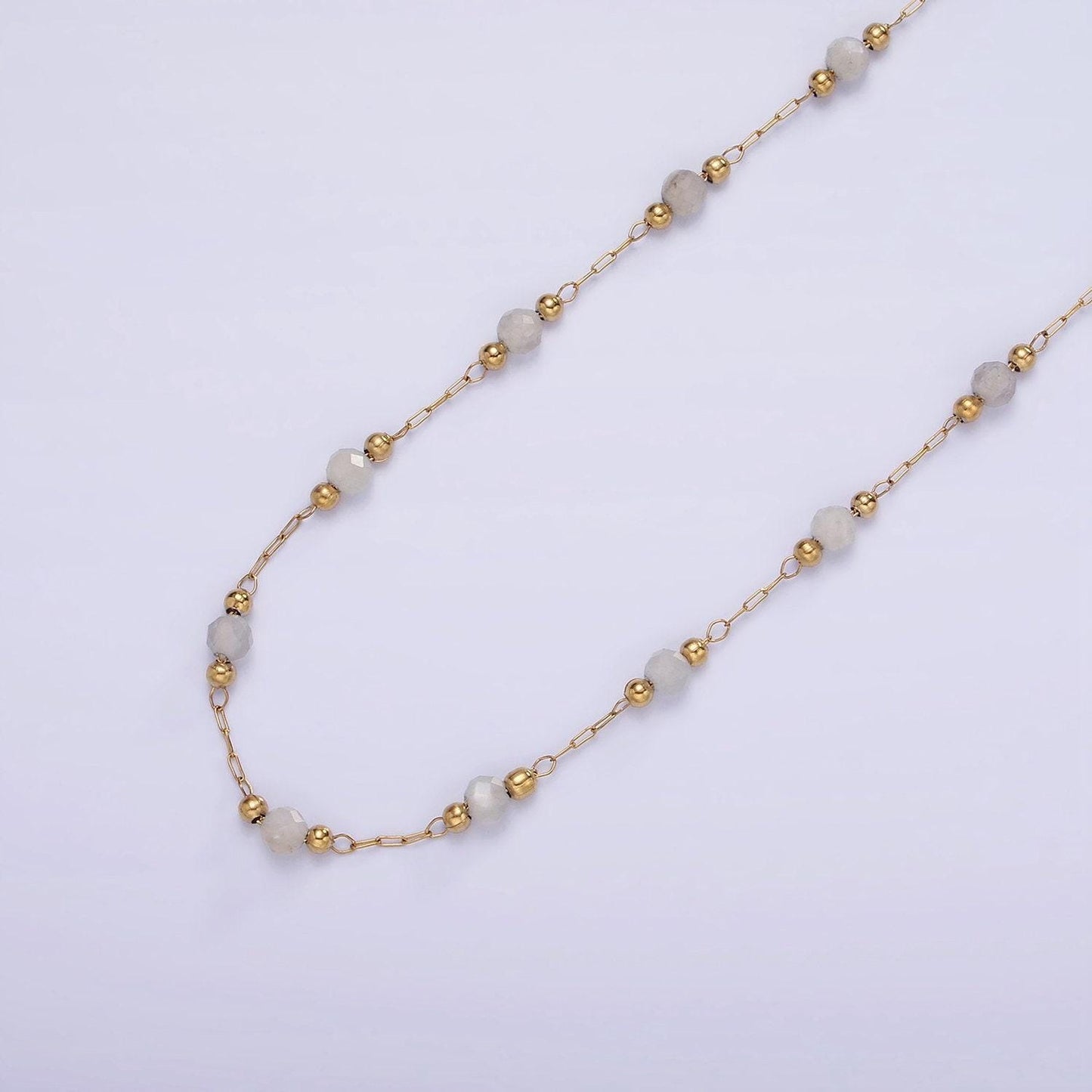 Dainty stainless steel glass ball chain satellite bead cable chain gold rainbow multi color chain bulk chain by yard | roll-1458