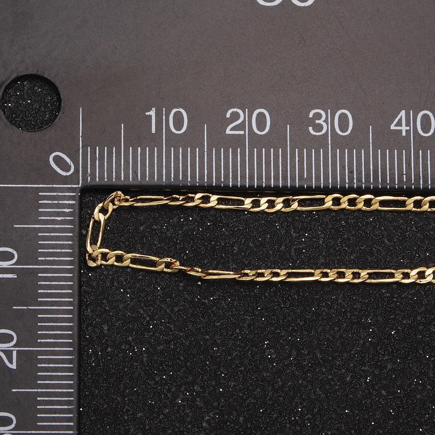 24k gold filled flat figaro chain by yard, 2mm width chain in silver & gold color, wholesale bulk roll chain for jewelry making, 670