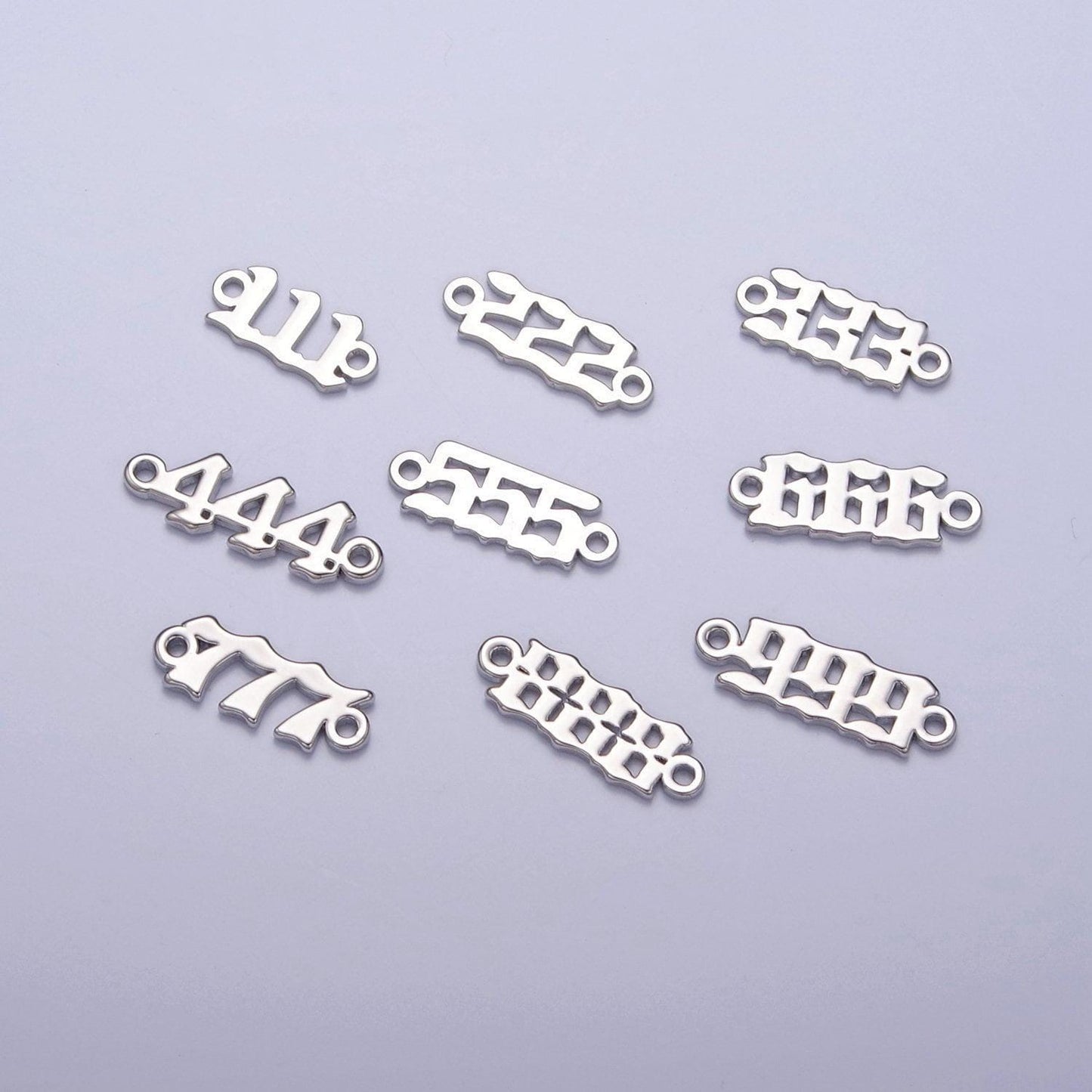 Gold filled silver angel number charm connector lucky number for necklace bracelet component g847