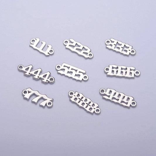 Gold filled silver angel number charm connector lucky number for necklace bracelet component g847