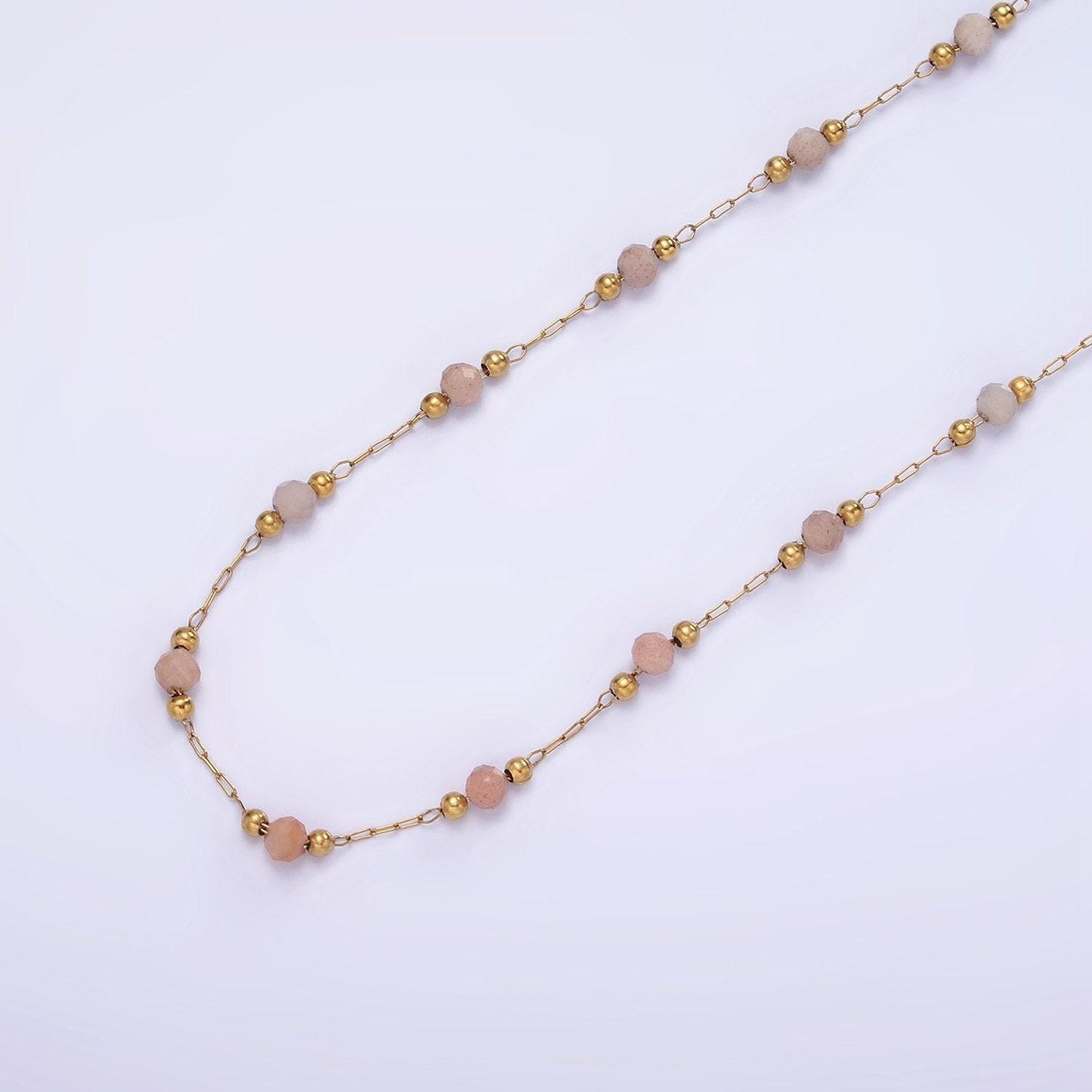 Dainty stainless steel glass ball chain satellite bead cable chain gold rainbow multi color chain bulk chain by yard | roll-1458
