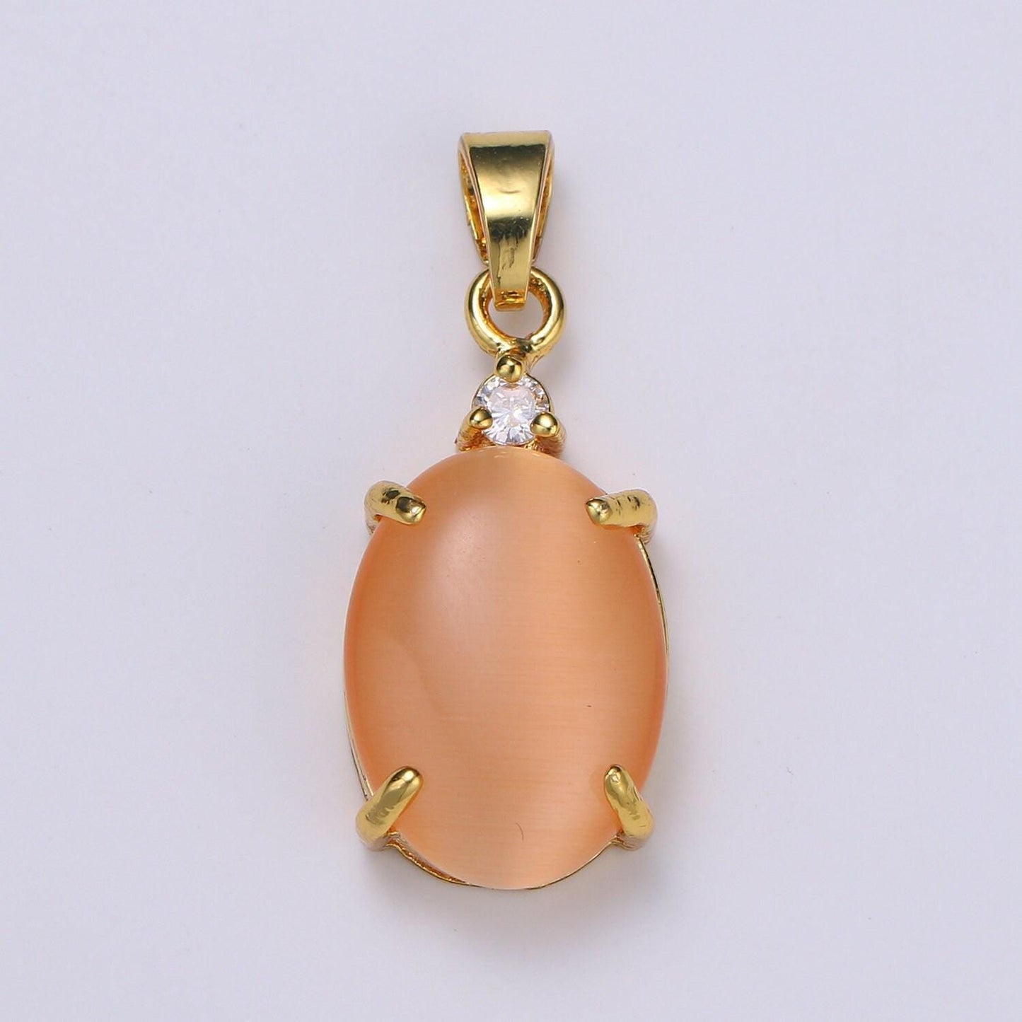 Multi color cat's eye: eggplant,green,lavender,olive, peach gold solitaire cz pendant, large cat's eye stone, pdgf-1619-1624