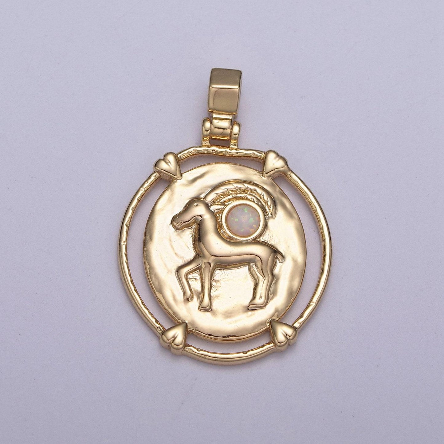 New dainty gold filled opal zodiac pendant horoscope medallion charm astrology sign for necklace bracelet earring supply