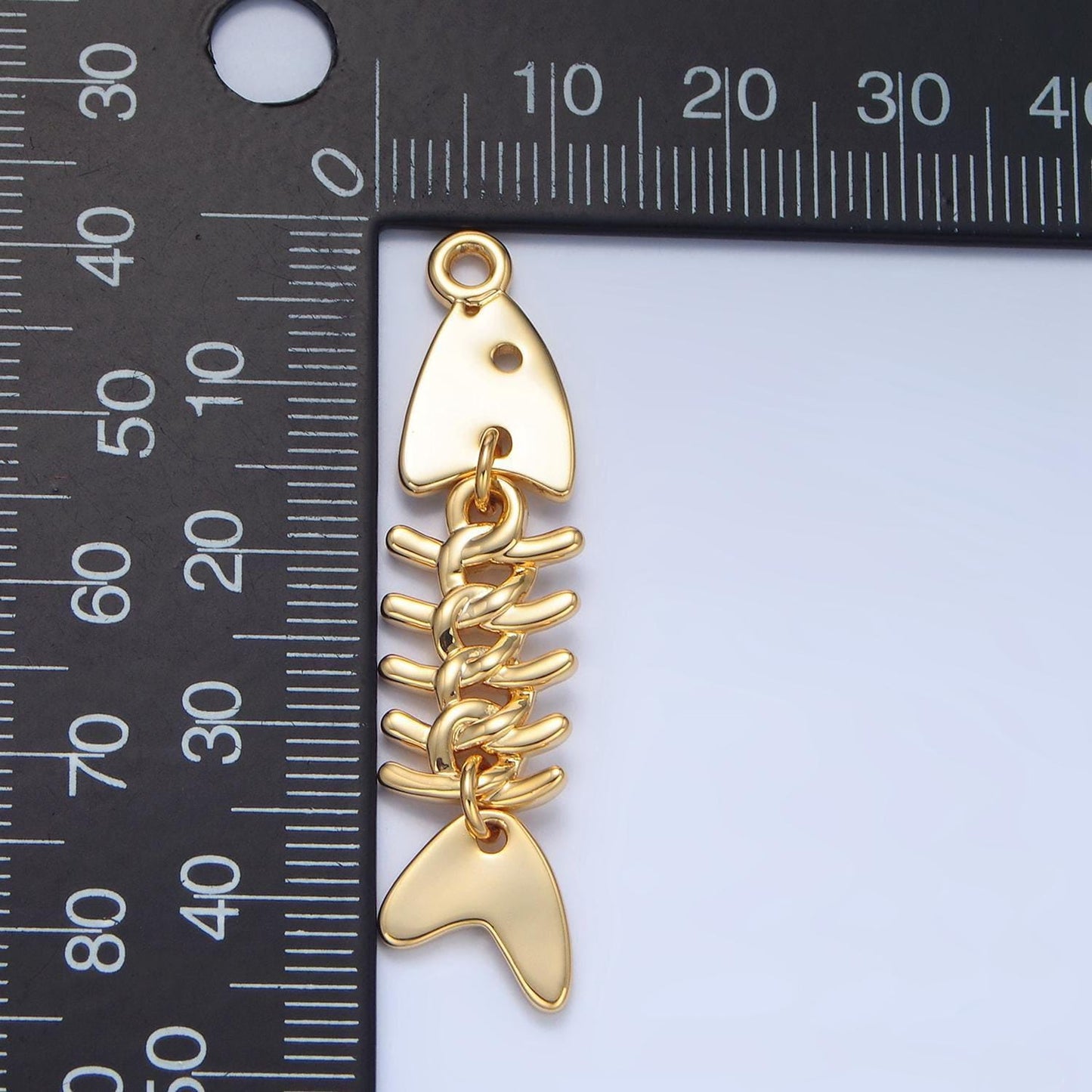 Minimalist gold fish bone charm dainty ocean sea animal fish skeleton 24k gold filled charm | x-848