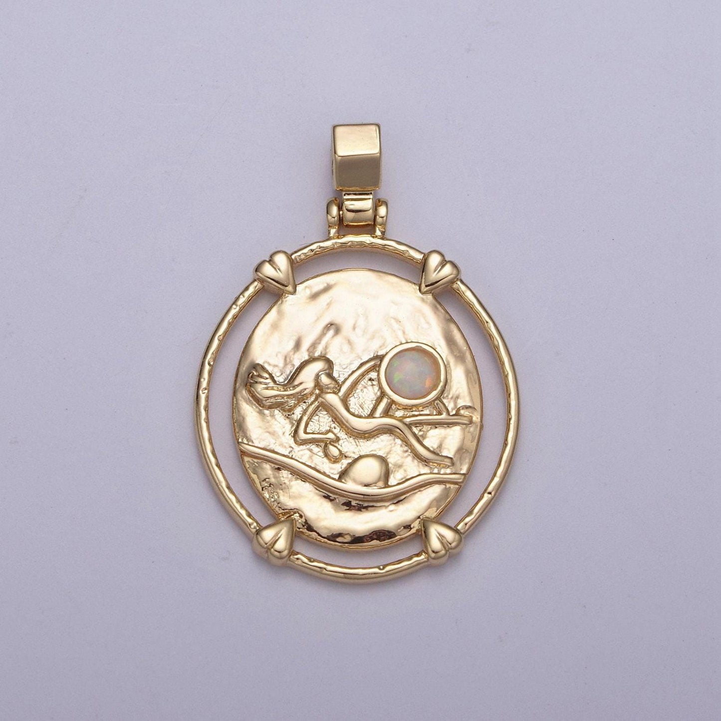 New dainty gold filled opal zodiac pendant horoscope medallion charm astrology sign for necklace bracelet earring supply