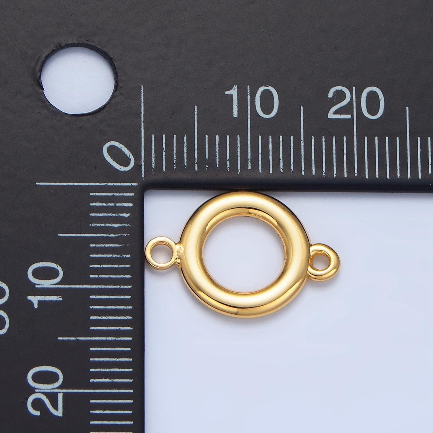 Mini open round circle charm 14k gold filled round link connector | f614