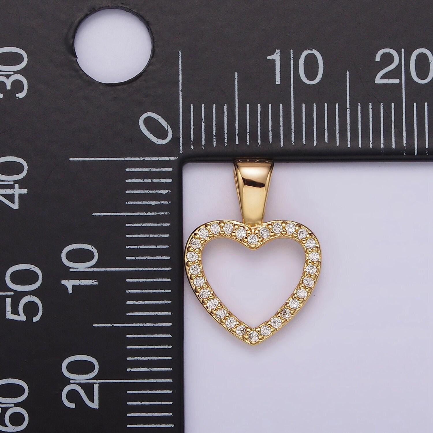 Dainty 14k gold filled heart pendant micro pave heart charm for valentine jewelry inspired n-1867