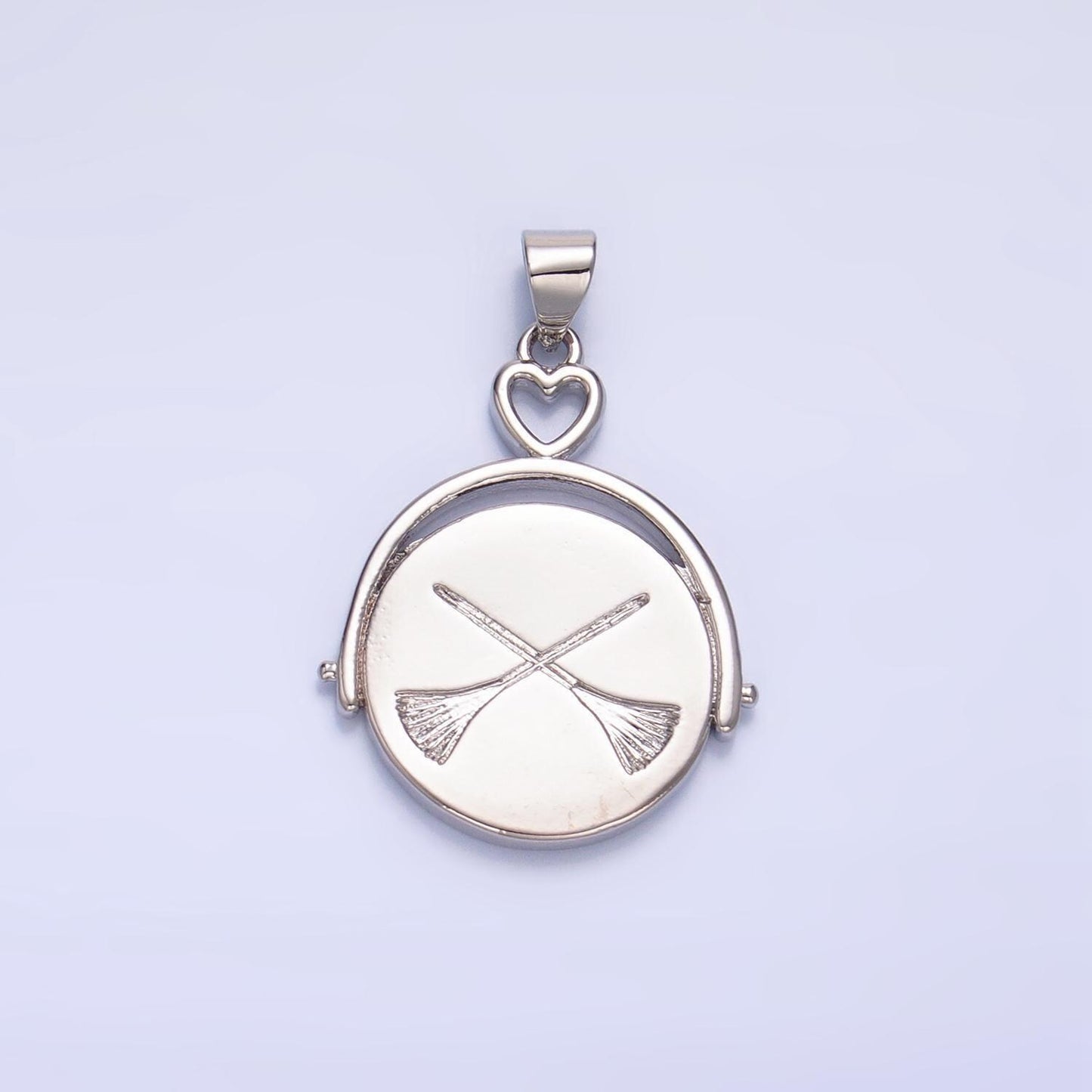 Dainty gold witch pendants round double-sided charms witch hat broom jewelry findings for jewelry necklace bracelet component aa999
