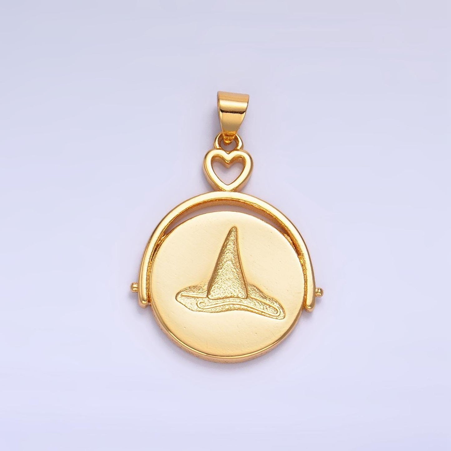 Dainty gold witch pendants round double-sided charms witch hat broom jewelry findings for jewelry necklace bracelet component aa999