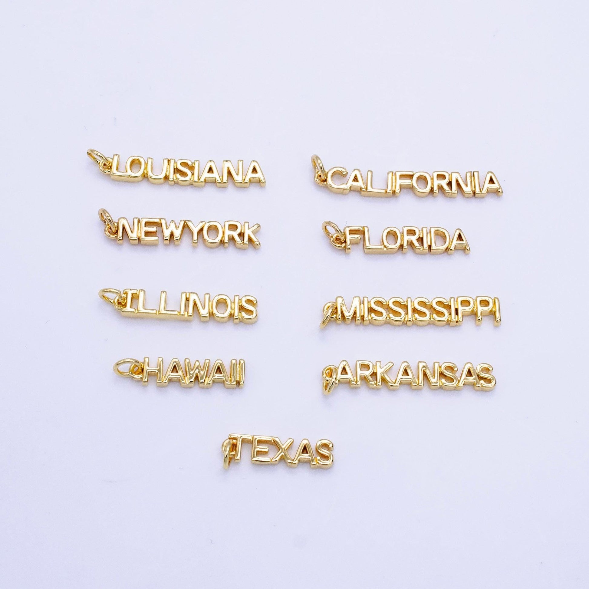 18k gold filled state california new york florida chicago charm necklace bracelet for diy jewelry making supply travel charm inspired d814