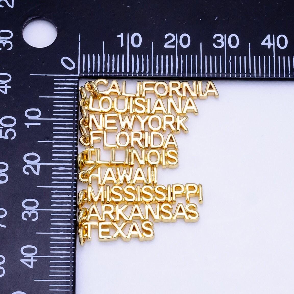 18k gold filled state california new york florida chicago charm necklace bracelet for diy jewelry making supply travel charm inspired d814