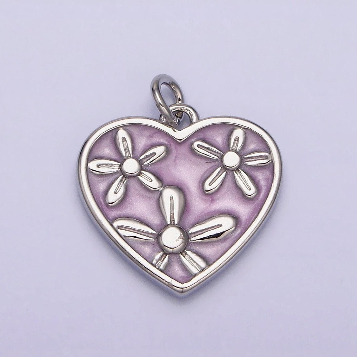 Dainty cute daisy flower enamel 16k gold filled heart pendant floral nature charm bracelet necklace earring supply ac1105
