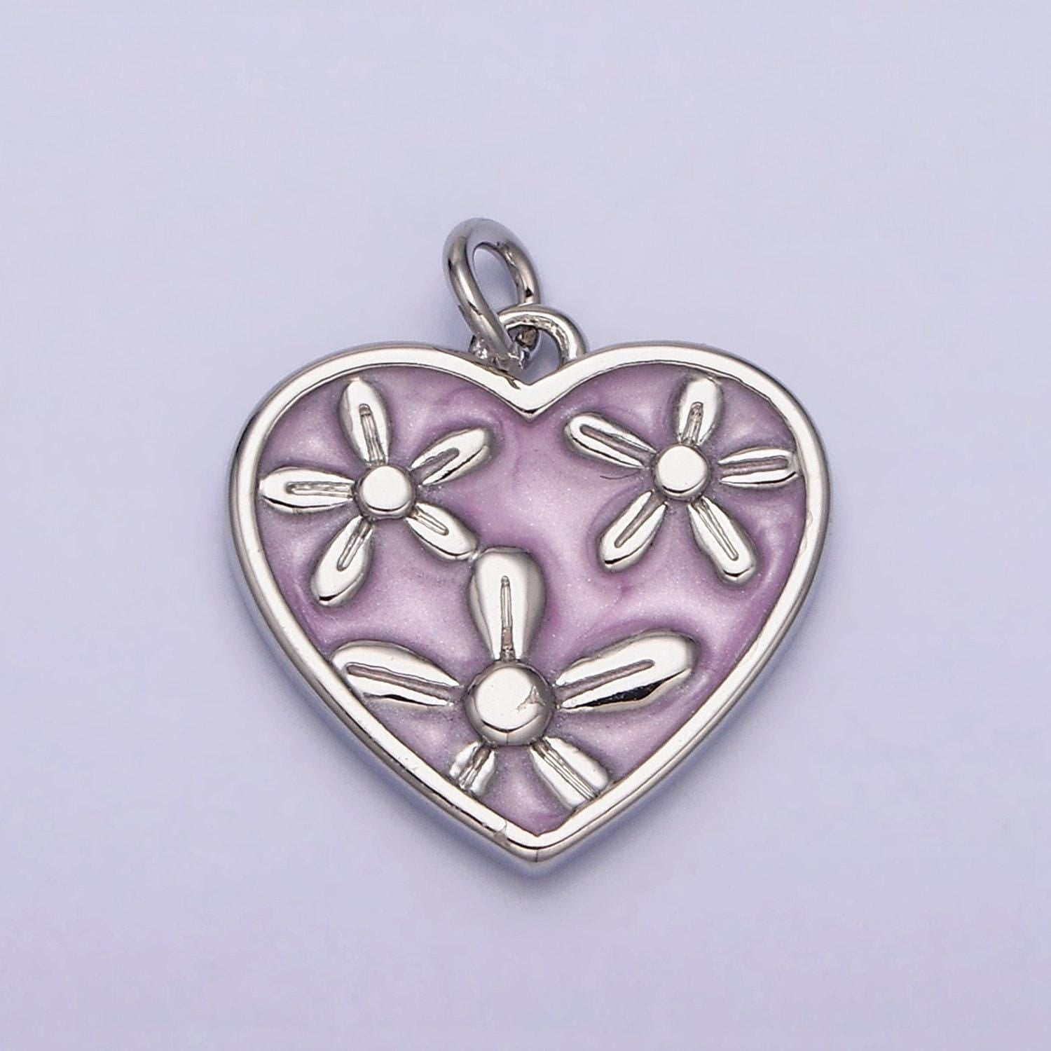 Dainty cute daisy flower enamel 16k gold filled heart pendant floral nature charm bracelet necklace earring supply ac1105