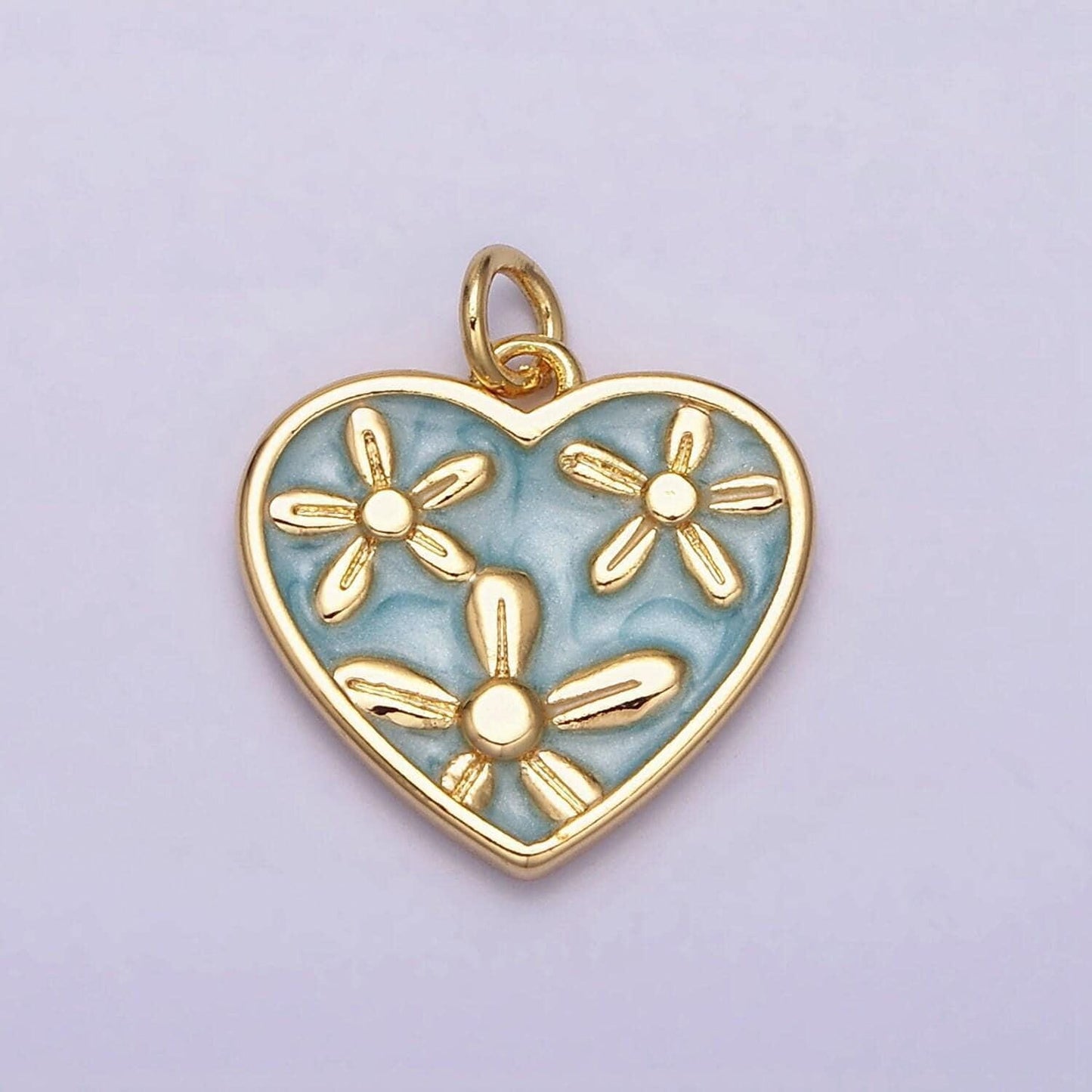 Dainty cute daisy flower enamel 16k gold filled heart pendant floral nature charm bracelet necklace earring supply ac1105