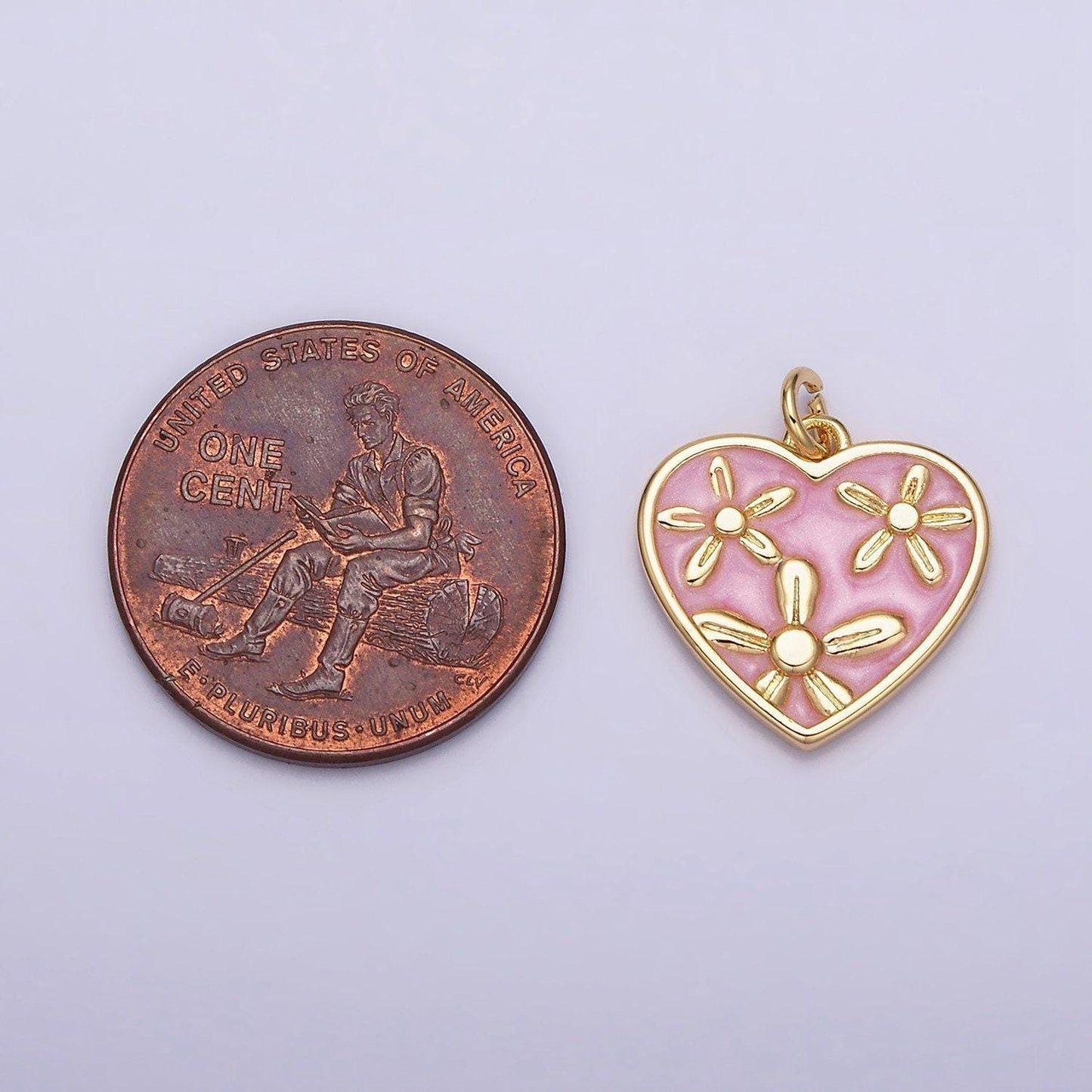 Dainty cute daisy flower enamel 16k gold filled heart pendant floral nature charm bracelet necklace earring supply ac1105