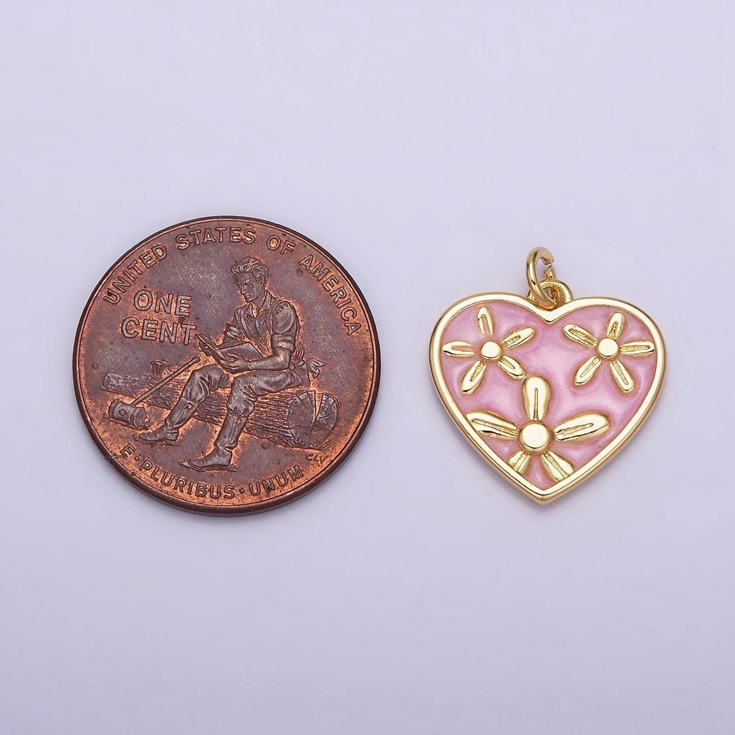 Dainty cute daisy flower enamel 16k gold filled heart pendant floral nature charm bracelet necklace earring supply ac1105