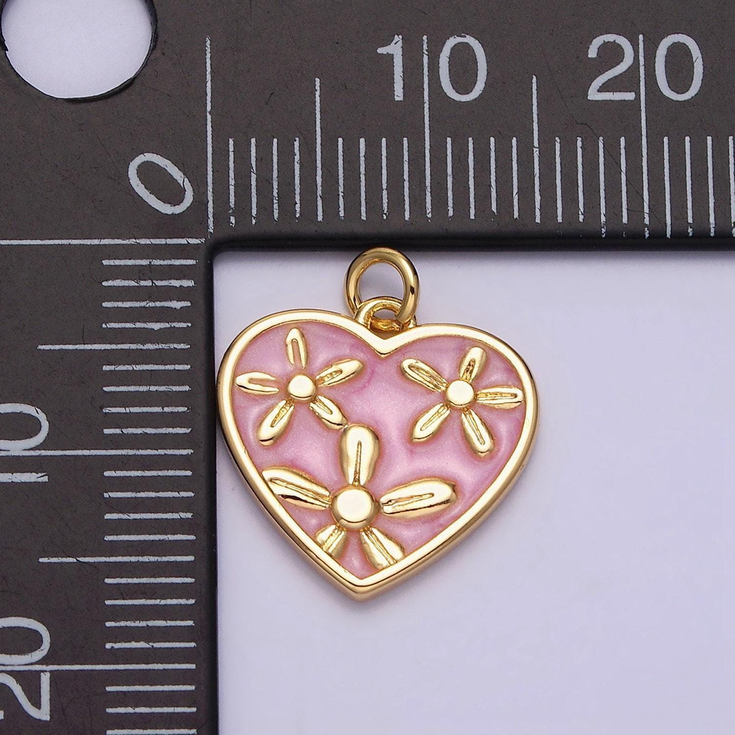 Dainty cute daisy flower enamel 16k gold filled heart pendant floral nature charm bracelet necklace earring supply ac1105