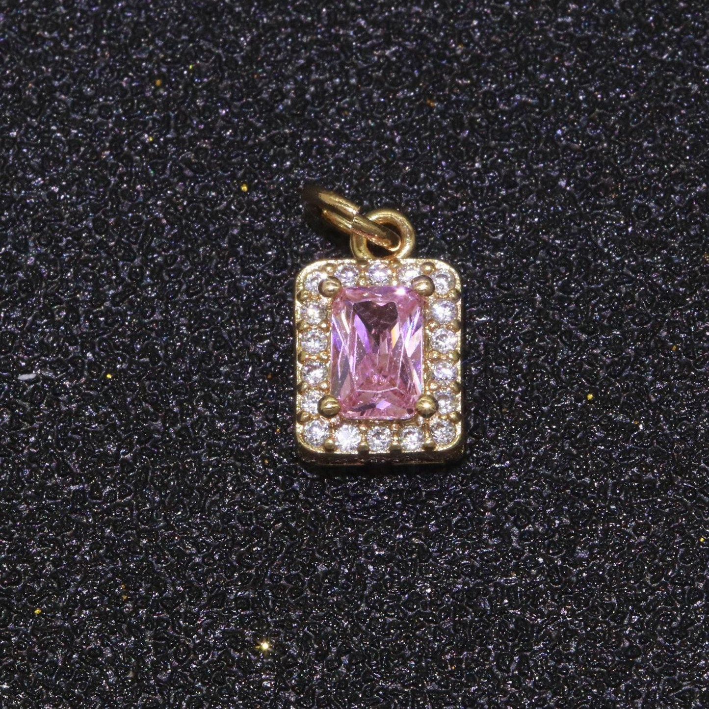 1x 14k gold filled micro pave cz geometric pendant charm emerald cut pendant charm geometric diy jewelry 8.8x7.3mm, m-197~m-202