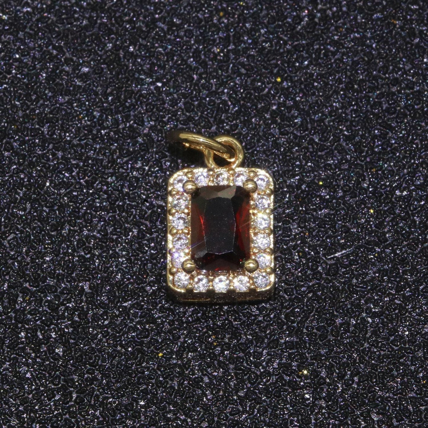 1x 14k gold filled micro pave cz geometric pendant charm emerald cut pendant charm geometric diy jewelry 8.8x7.3mm, m-197~m-202