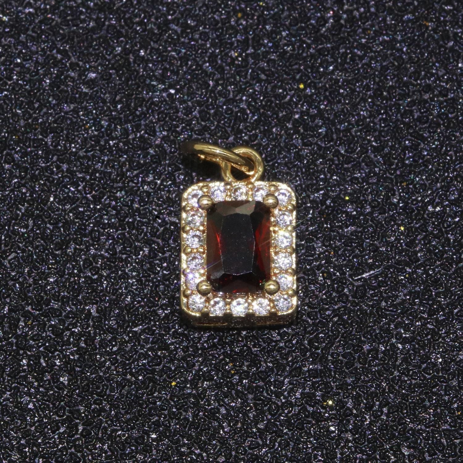 1x 14k gold filled micro pave cz geometric pendant charm emerald cut pendant charm geometric diy jewelry 8.8x7.3mm, m-197~m-202