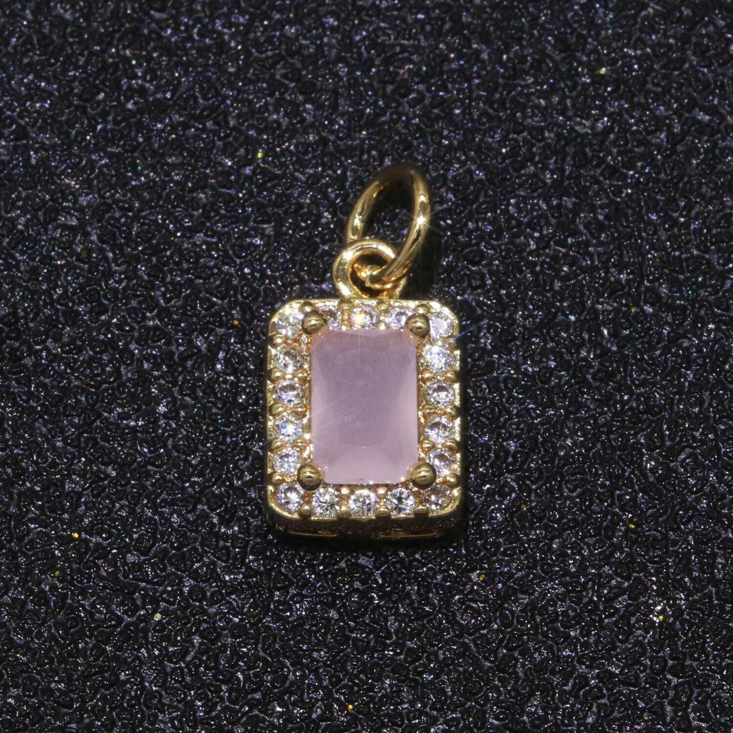 1x 14k gold filled micro pave cz geometric pendant charm emerald cut pendant charm geometric diy jewelry 8.8x7.3mm, m-197~m-202
