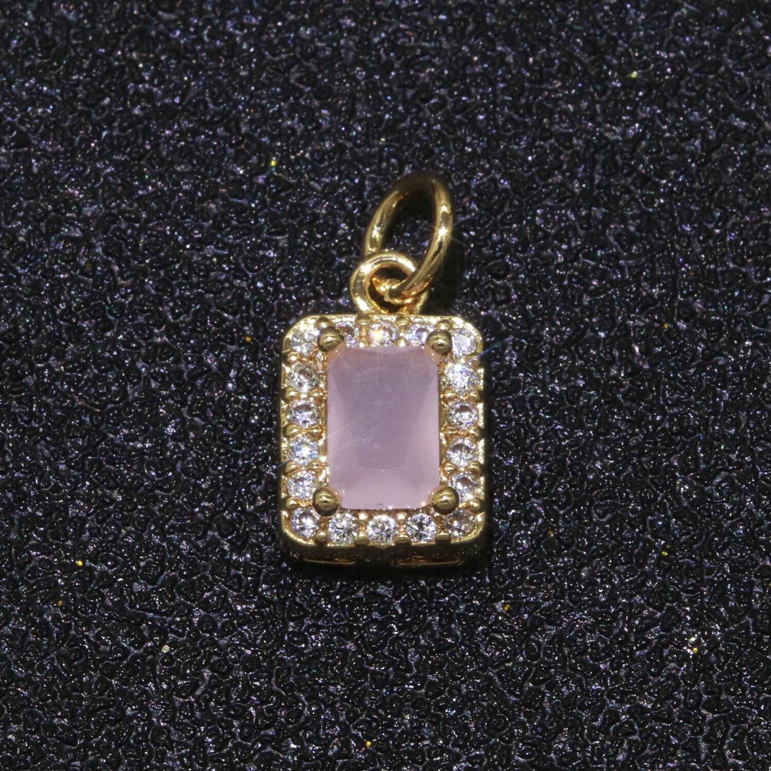 1x 14k gold filled micro pave cz geometric pendant charm emerald cut pendant charm geometric diy jewelry 8.8x7.3mm, m-197~m-202