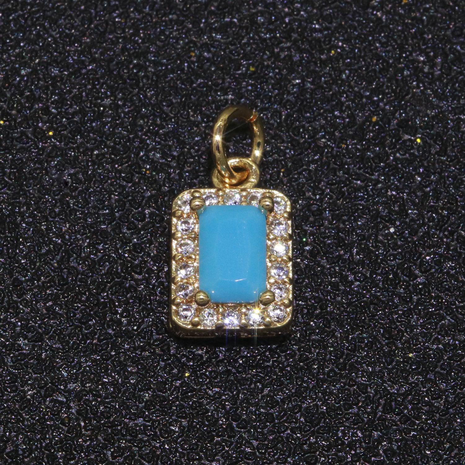 1x 14k gold filled micro pave cz geometric pendant charm emerald cut pendant charm geometric diy jewelry 8.8x7.3mm, m-197~m-202