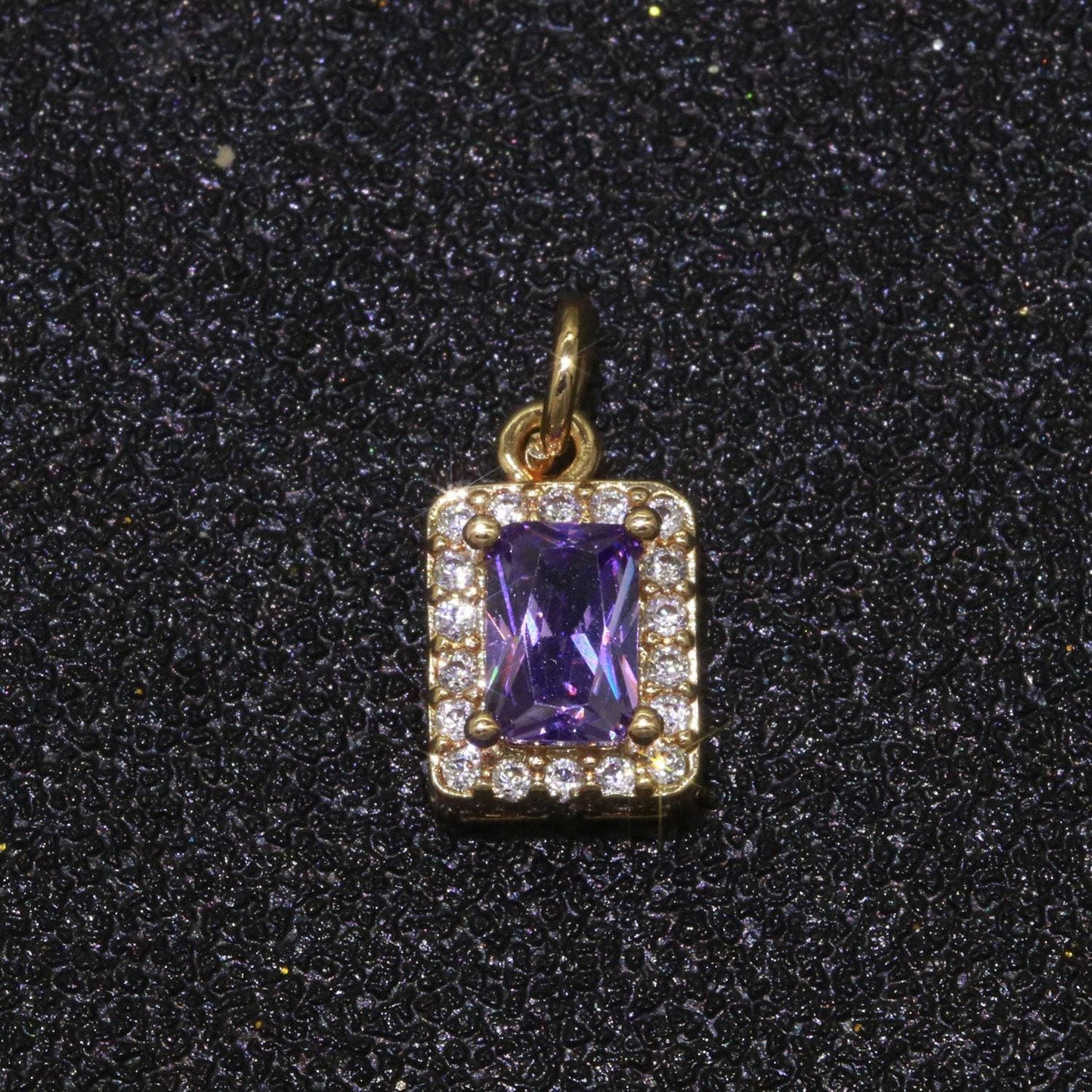 1x 14k gold filled micro pave cz geometric pendant charm emerald cut pendant charm geometric diy jewelry 8.8x7.3mm, m-197~m-202