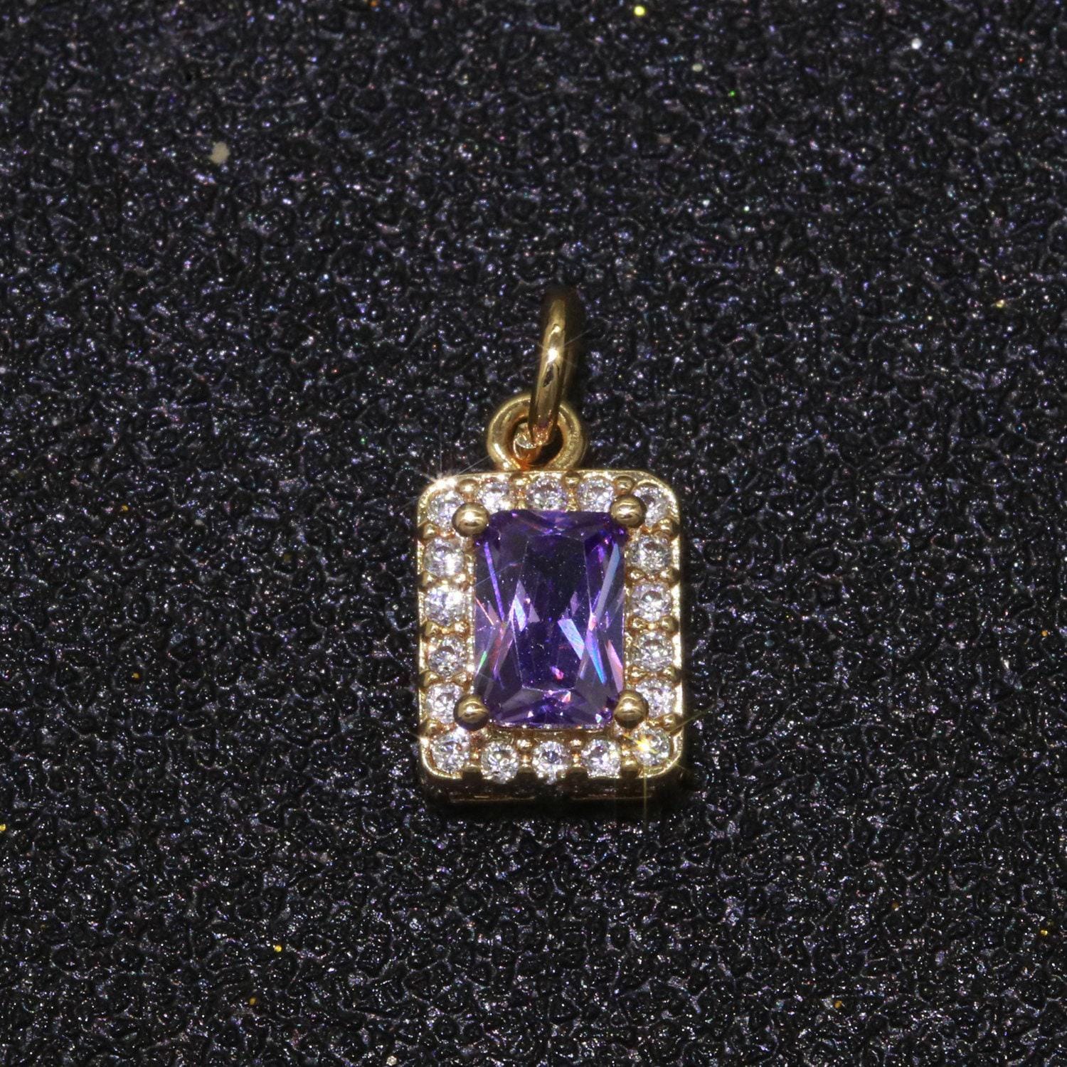 1x 14k gold filled micro pave cz geometric pendant charm emerald cut pendant charm geometric diy jewelry 8.8x7.3mm, m-197~m-202