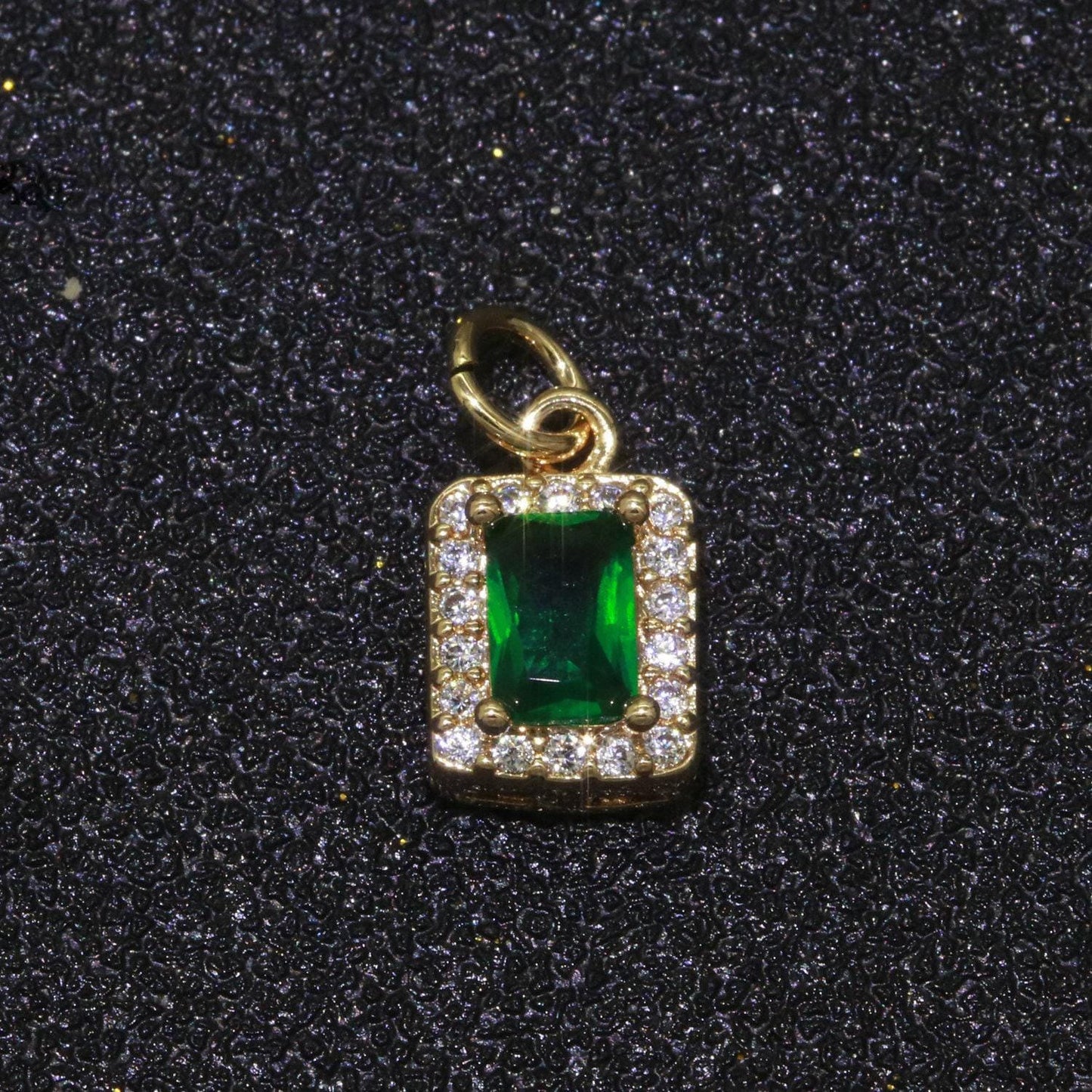 1x 14k gold filled micro pave cz geometric pendant charm emerald cut pendant charm geometric diy jewelry 8.8x7.3mm, m-197~m-202