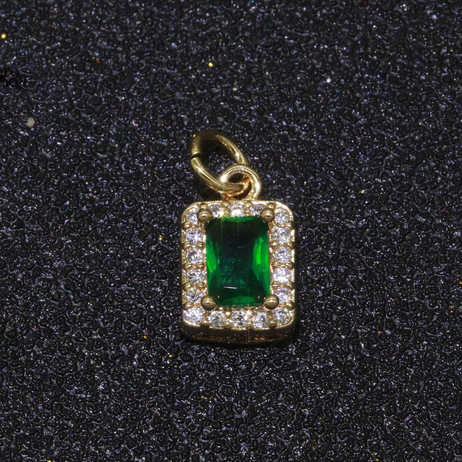 1x 14k gold filled micro pave cz geometric pendant charm emerald cut pendant charm geometric diy jewelry 8.8x7.3mm, m-197~m-202