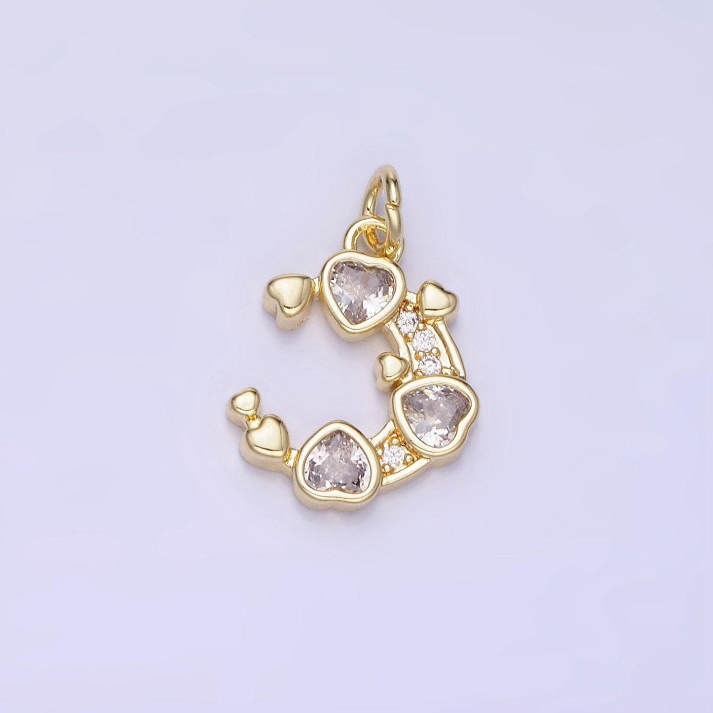 14k gold filled moon with cz hearts 16mm | ag-660