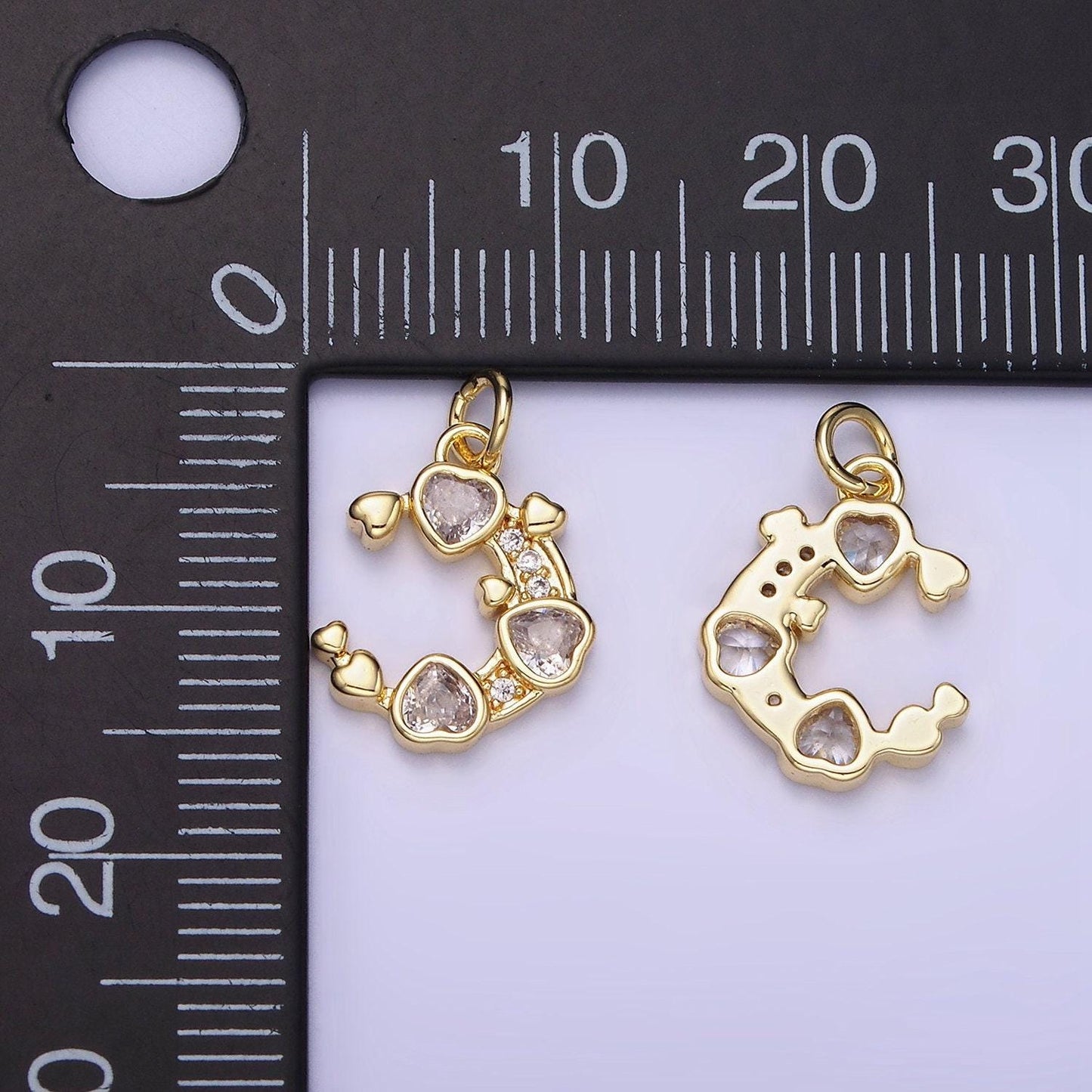 14k gold filled moon with cz hearts 16mm | ag-660