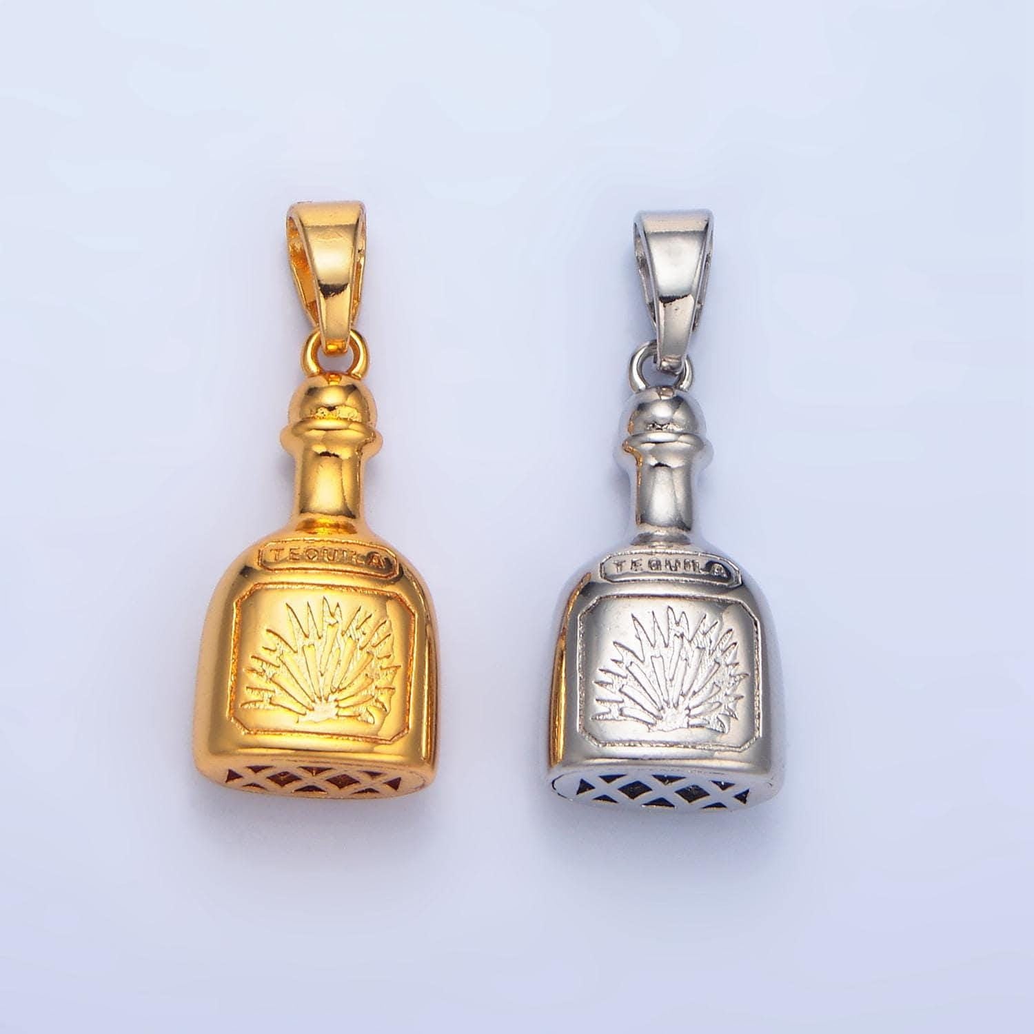 Dainty 24k gold filled tequila bottle charms silver bottle pendant jewelry supply wholesale i858