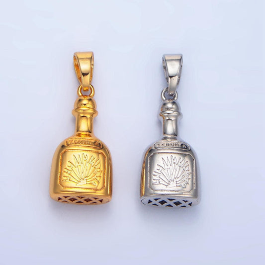 Dainty 24k gold filled tequila bottle charms silver bottle pendant jewelry supply wholesale i858