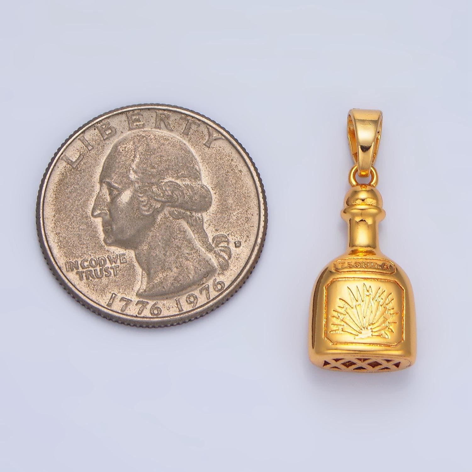 Dainty 24k gold filled tequila bottle charms silver bottle pendant jewelry supply wholesale i858
