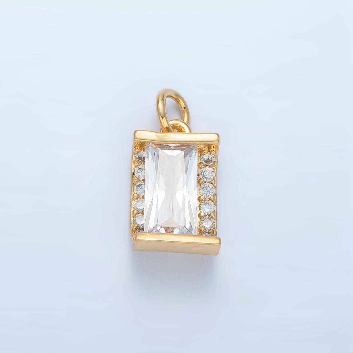 Clear micro paved cz 10mm gold filled mini charm | x-286