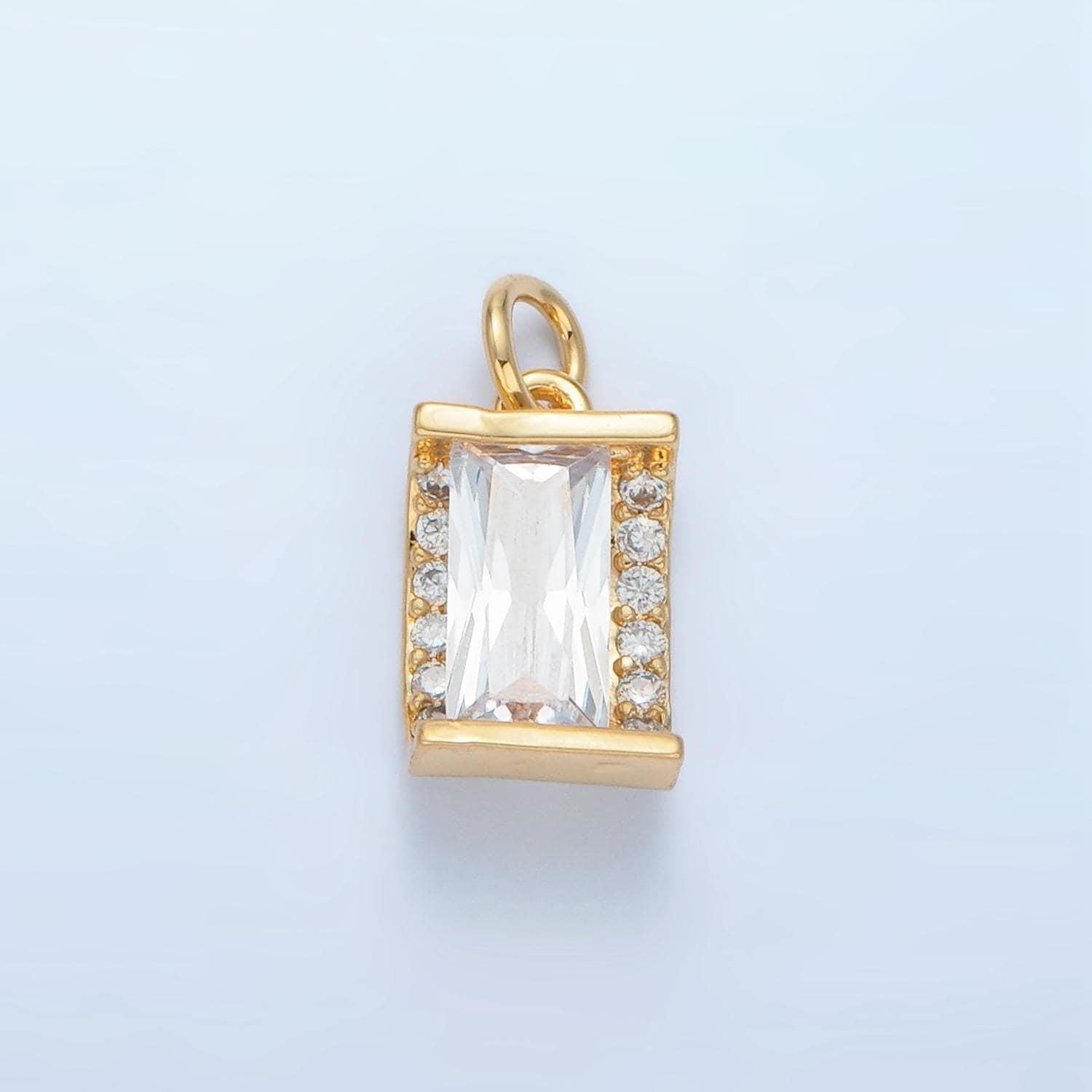 Clear micro paved cz 10mm gold filled mini charm | x-286
