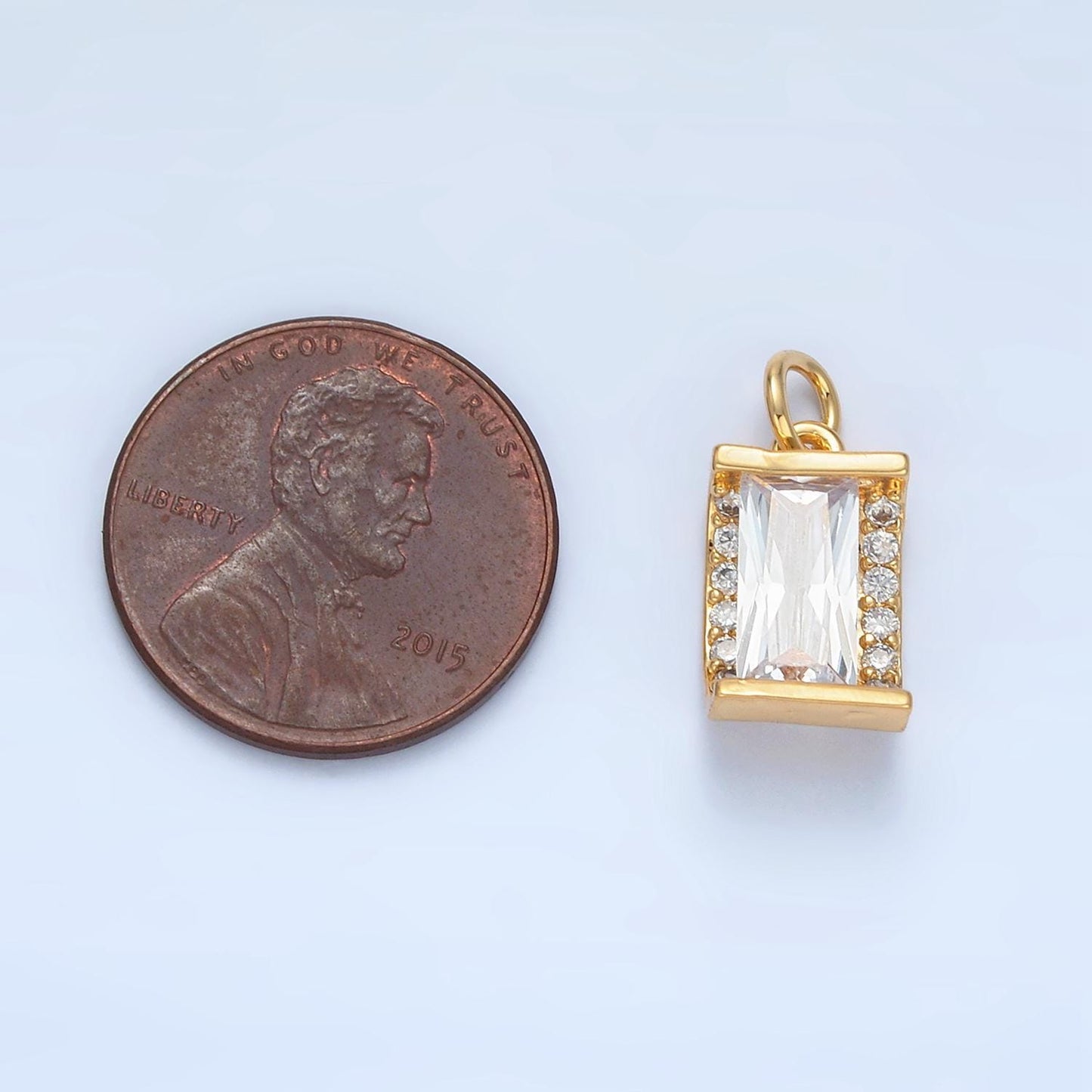 Clear micro paved cz 10mm gold filled mini charm | x-286