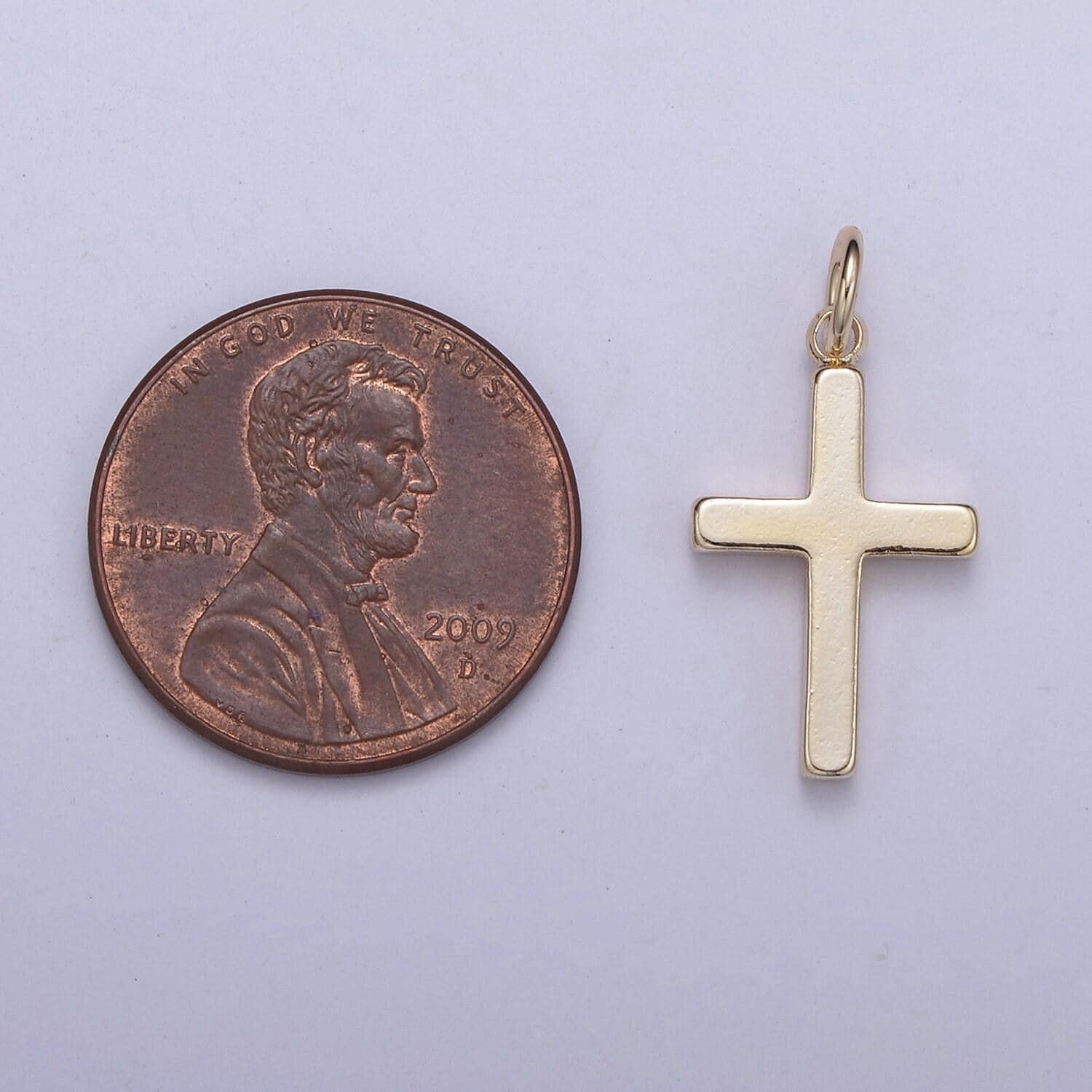 Gold filled cross pendant, simple cross charm, diy religion jewelry making findings n-359