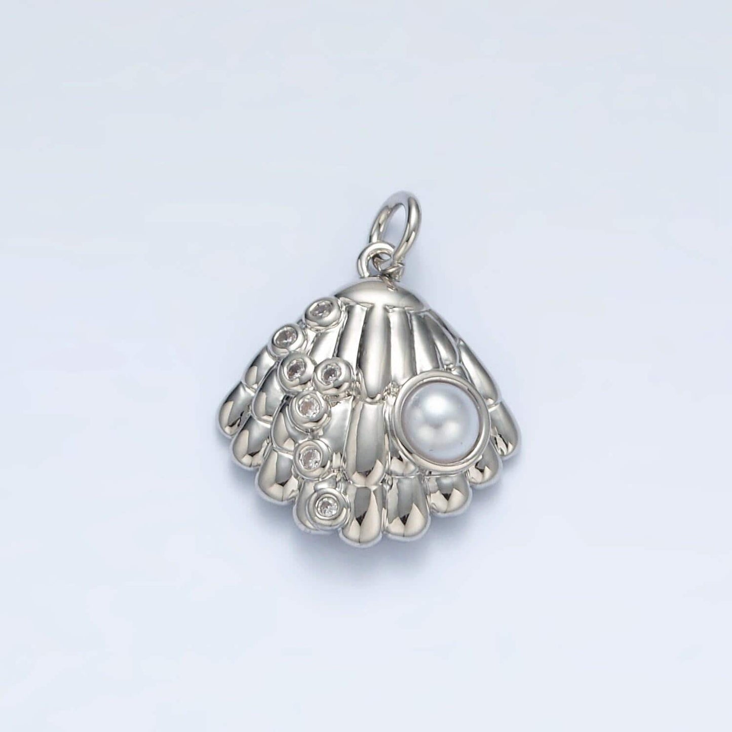 Dainty pearl shell dangle charm tiny pearl vintage seashell pendant jewelry making in 14k gold filled for jewelry making supply ag866