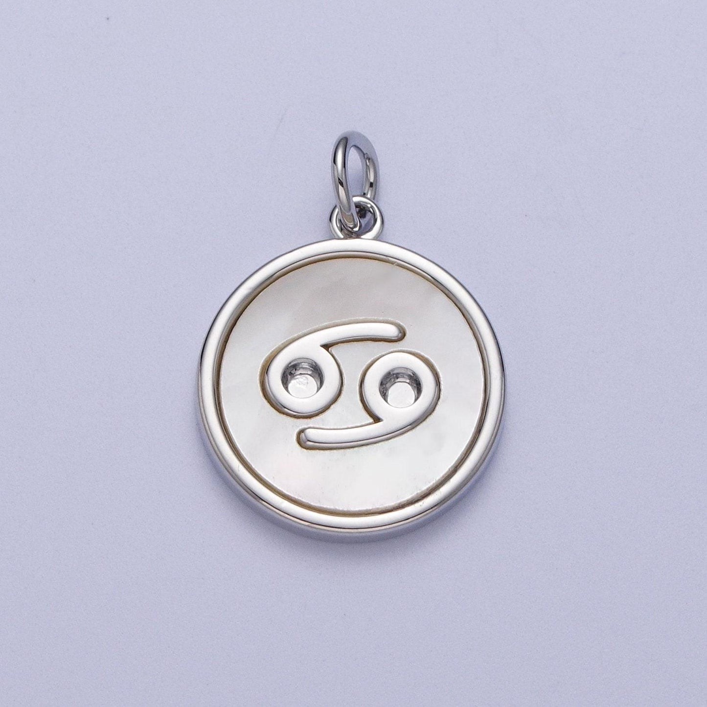 Shell pearl silver zodiac signs medallion pendant white gold fill astrology birthday month horoscope mother of pearl round coin charm a1731