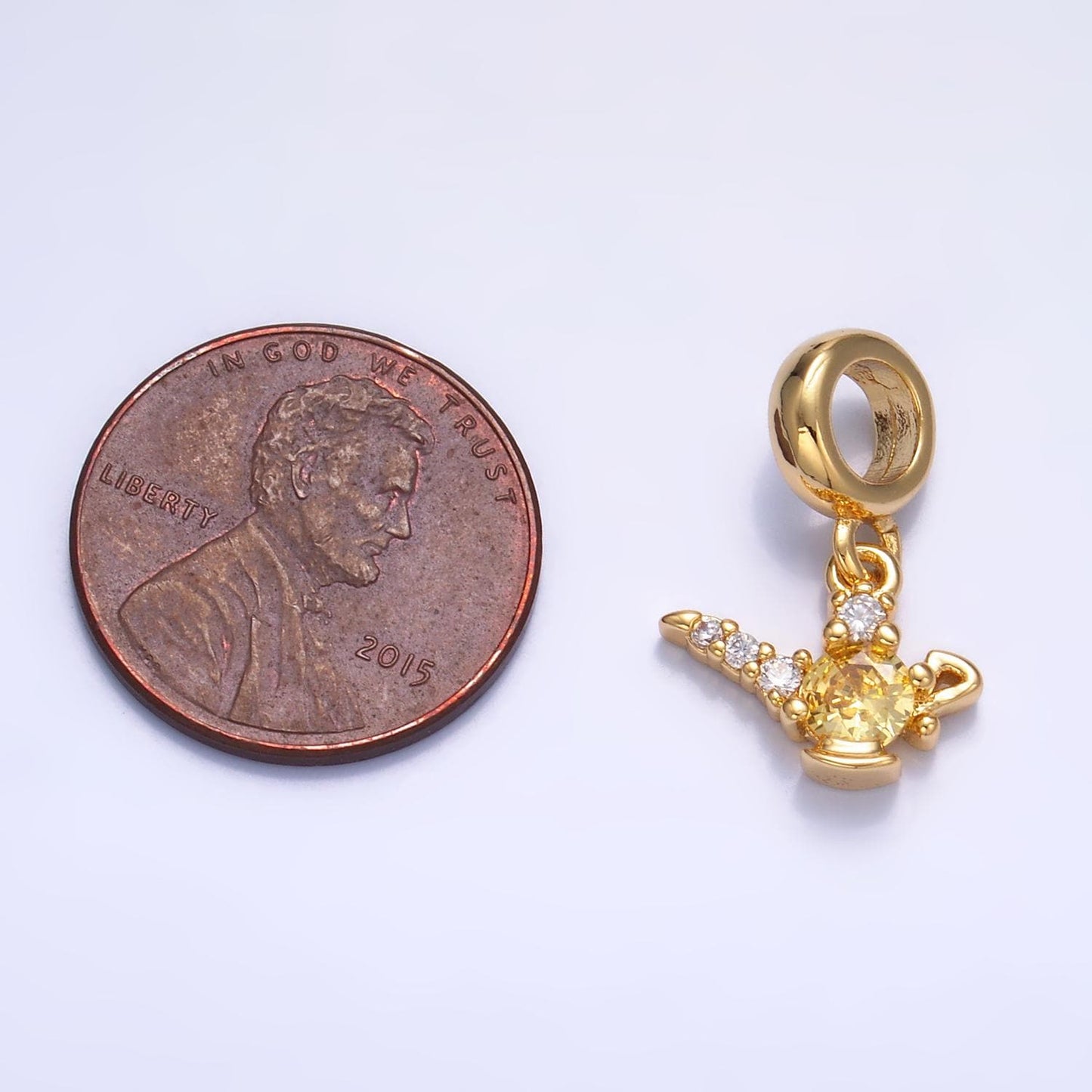 Mini Cubic Charm 24k gold filled magical genie lamp cz micro paved charm | W-408