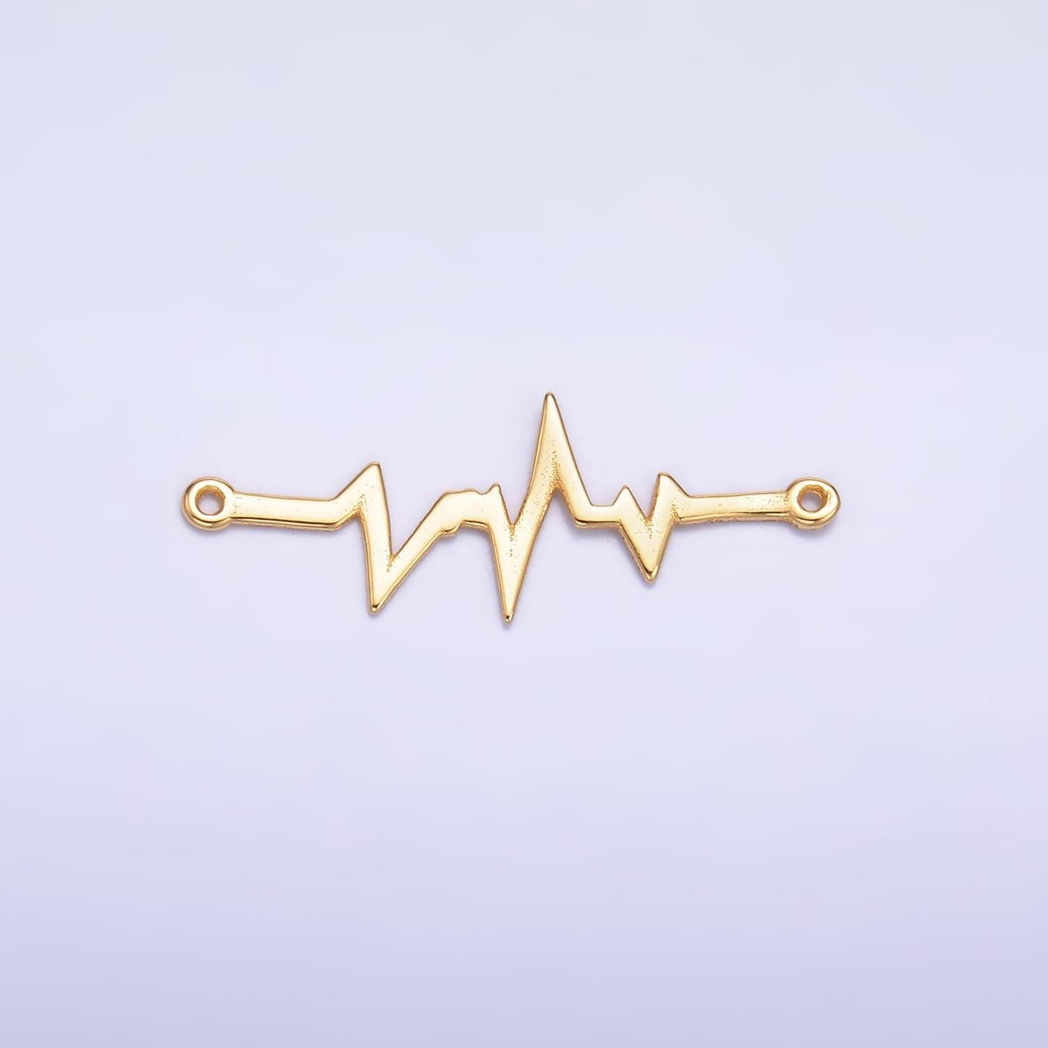 Heartbeat pulse s925 sterling silver gold connector charm electrocardiogram heart beat rate bar spacer link necklace bracelet supply sl615